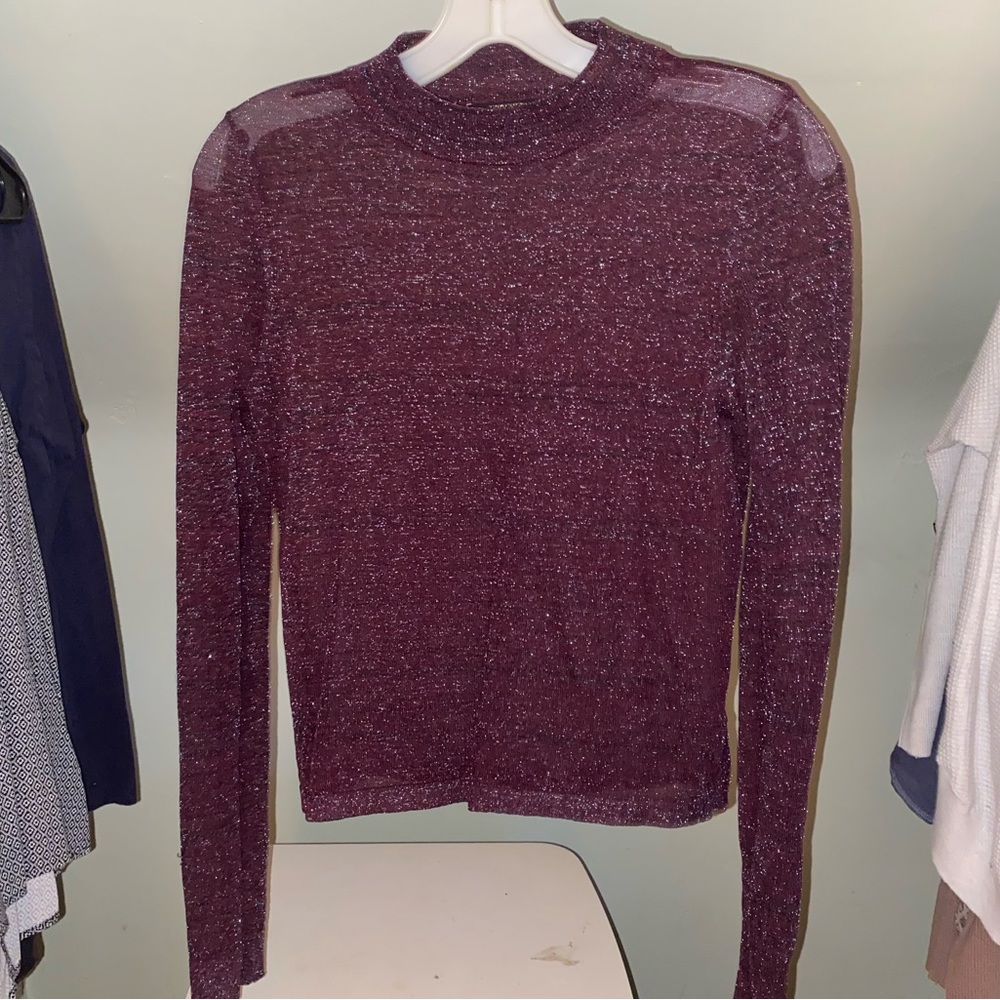 Sheer, maroon/purple, Forever 21 long sleeve shirt